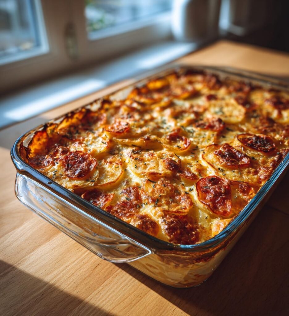 Chorizo- och potatisgratäng med paprikakräm