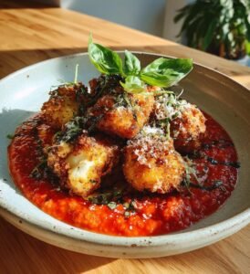 Risottobiffar med mozzarella och tomatdipp