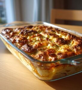 Fläskfilégratäng med päron, ädelost och valnötter