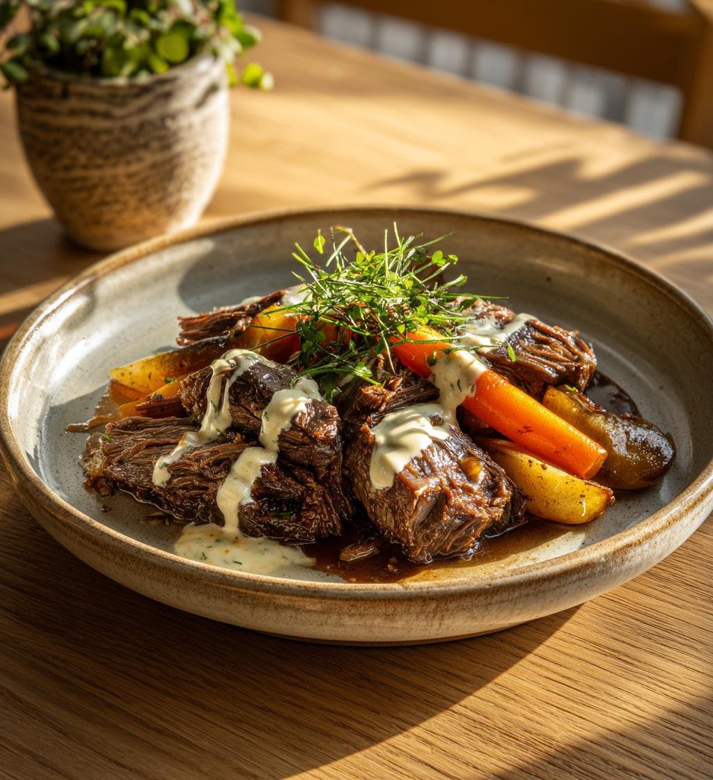 Långbakad nötstek med morot och pepparrotssås – Hemlagad och saftig - steg för steg