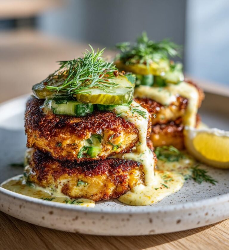 Laxburgare med dill, picklad gurka och citronkräm