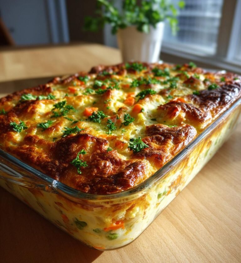 Kyckling pot pie med grönsaker och frasigt smördegstäcke