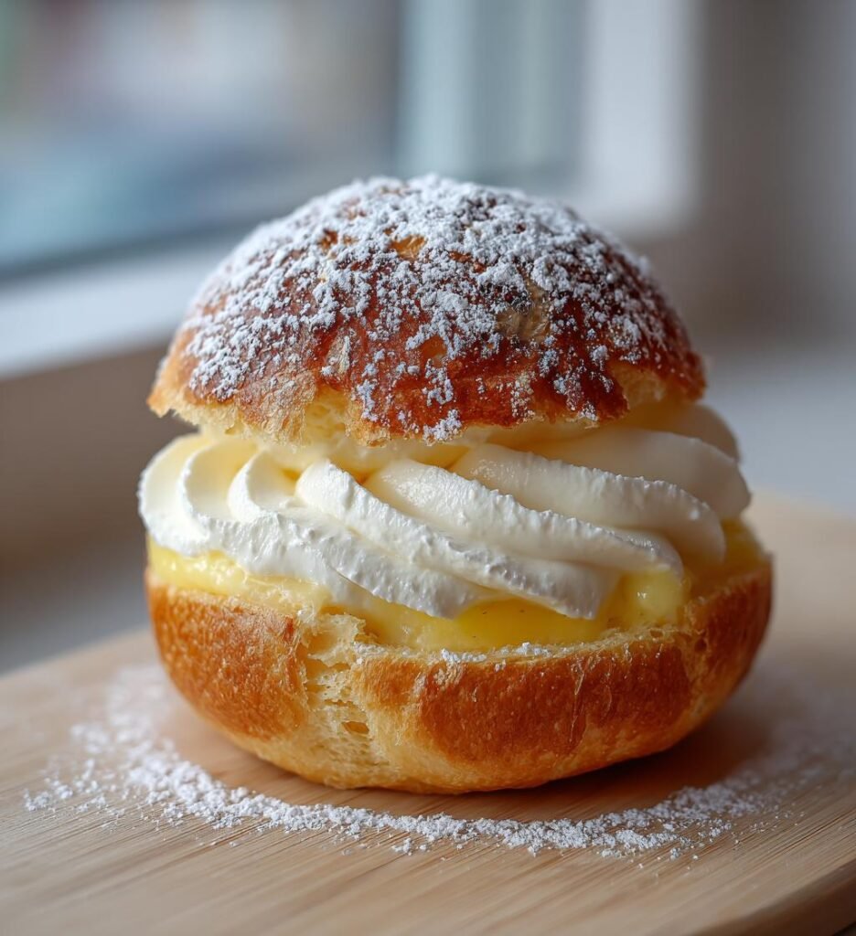Citronsemlor med lemon curd och vaniljgrädde