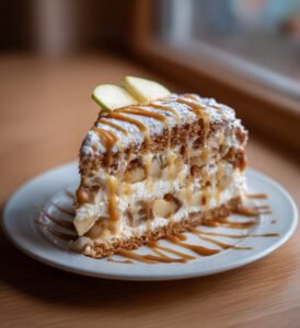Kanelbullekaka med äpple och karamell
