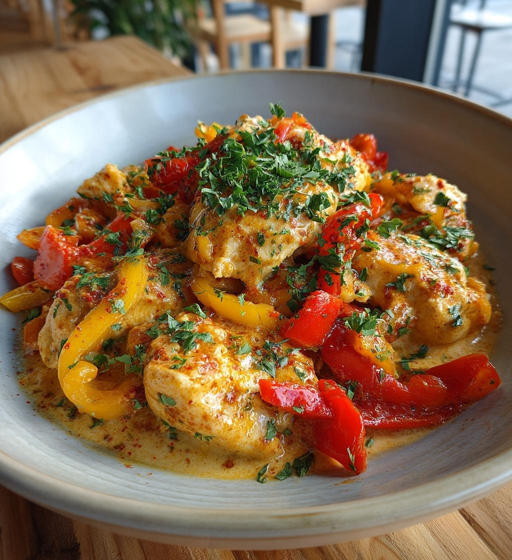 Kyckling i krämig parmesansås med rostad paprika - Enkel och God