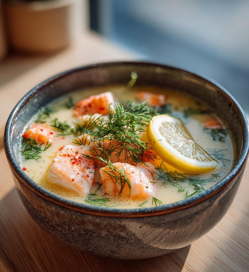 Räk- och laxsoppa med dill och citron – Enkel och krämig måltid - steg för steg