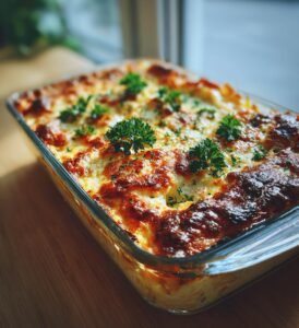 Krämig lax- och pastagratäng med broccoli