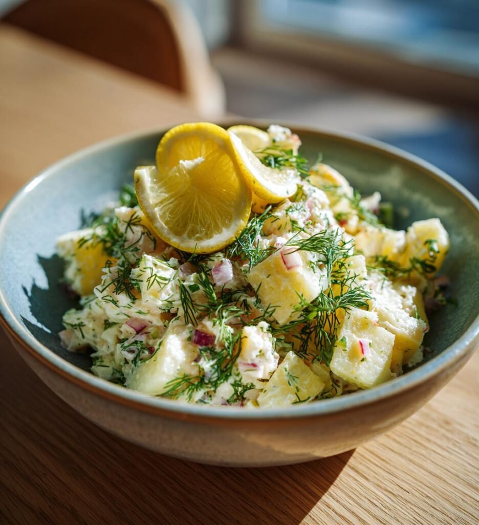 Krämig påsksill med äpple, citron och dill