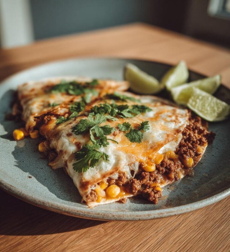 Quesadillapanna med köttfärs, majs och ost