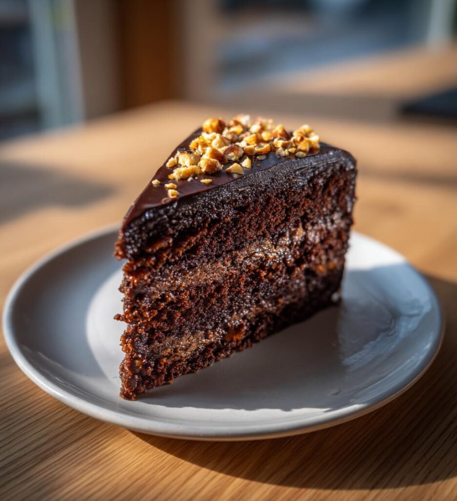 Choklad- och hasselnötstårta utan ugn