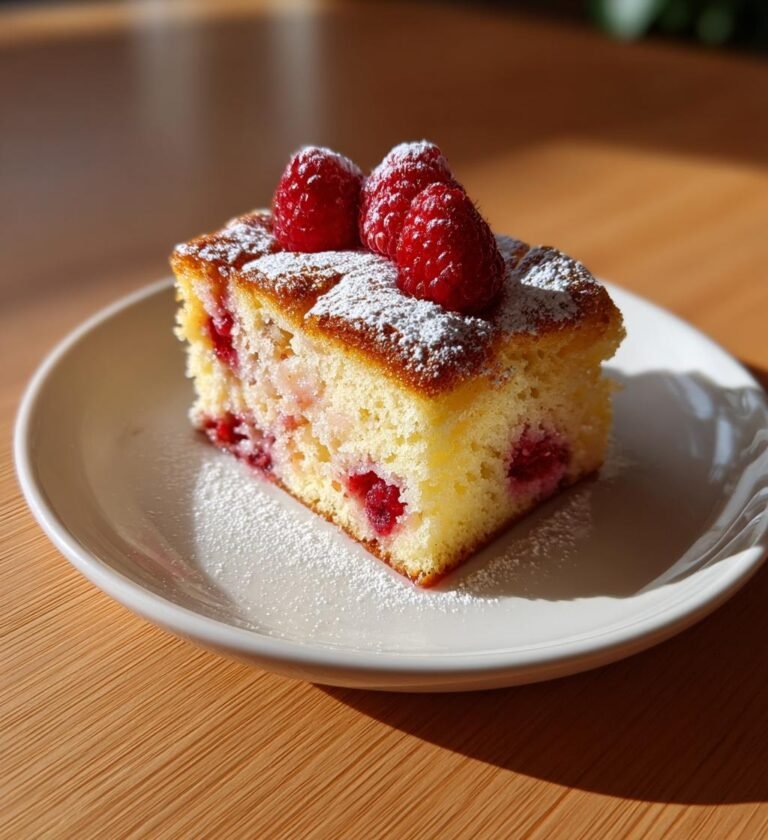 Mazarinkaka med citron, hallon och mandel