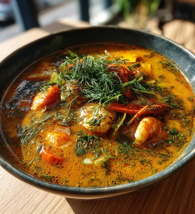Kräftsoppa med fänkål, dill och citron