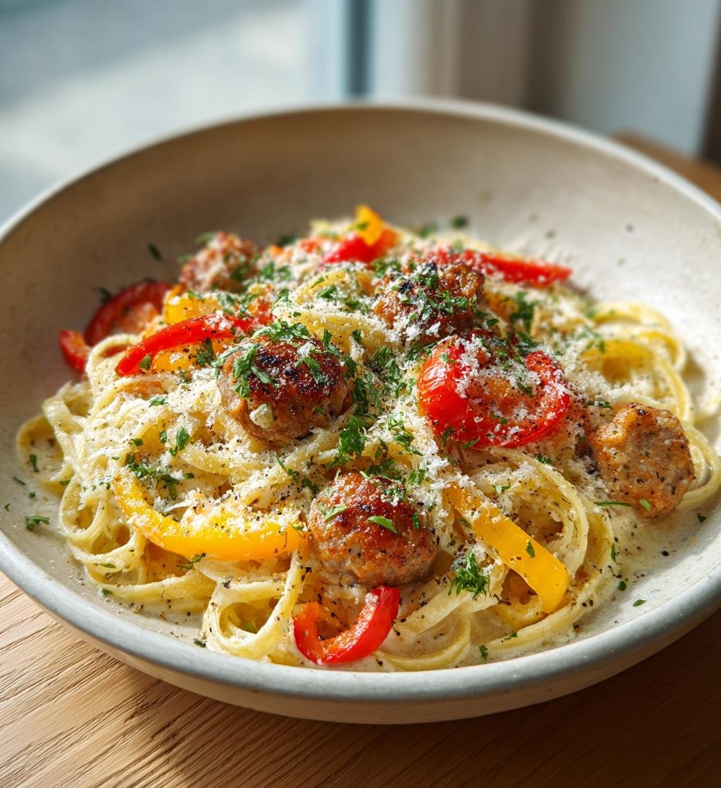 Krämig korvpasta med paprika och parmesan – Snabb och god middag