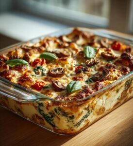 Kycklinglasagne med svamp, spenat och ricotta
