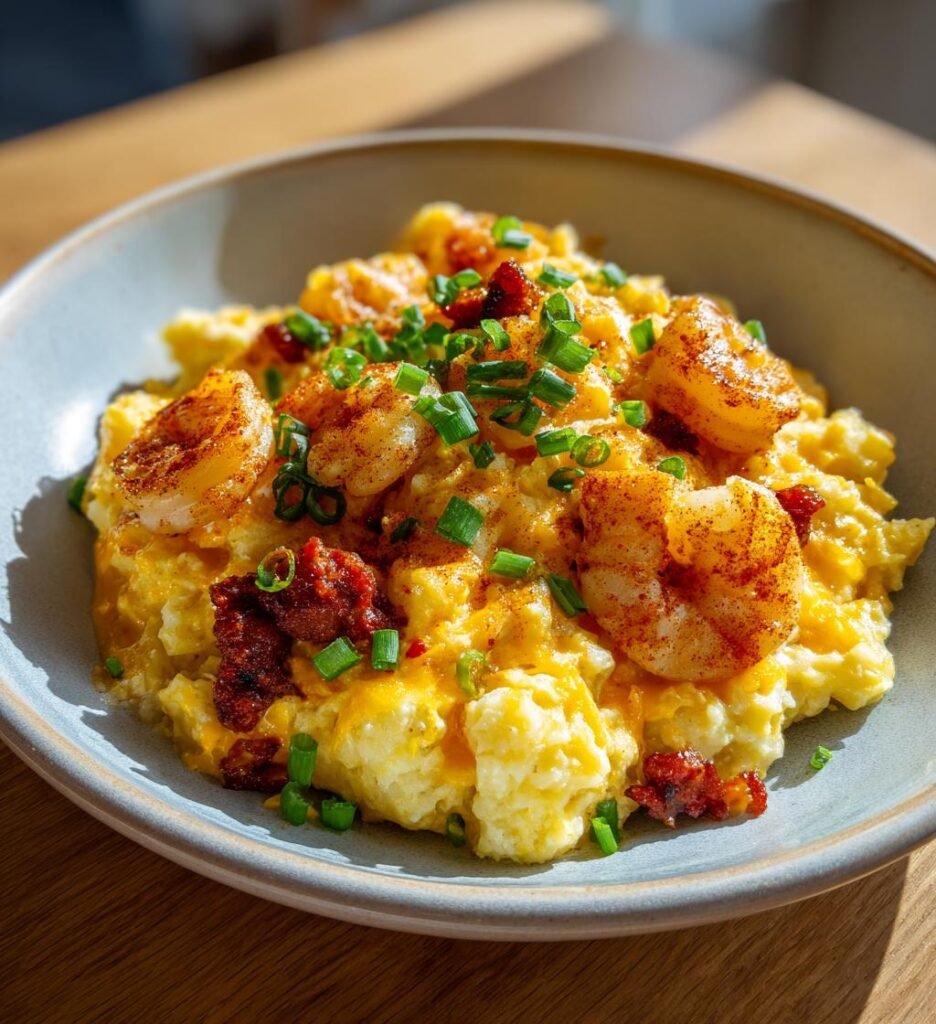 Bakad potatis fylld med kryddig korv och cheddar