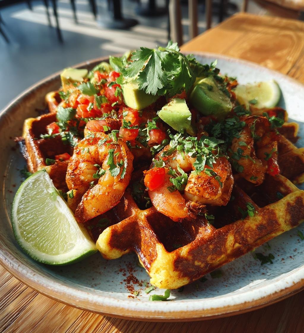 Majsvåfflor med avokado, räkor och lime – Enkel och God Lättlunch
