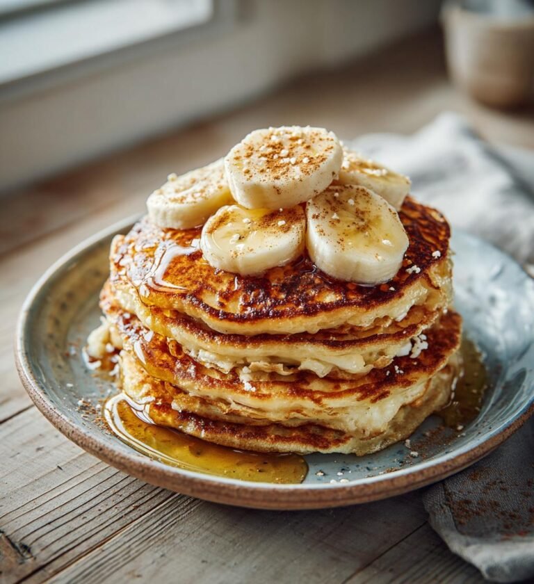 Proteinrika kesopannkakor med banan