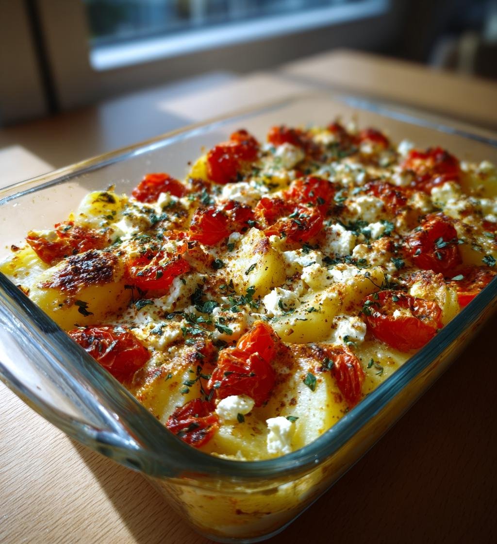Krämig potatisform med tomat, fetaost och oregano - Enkel och God