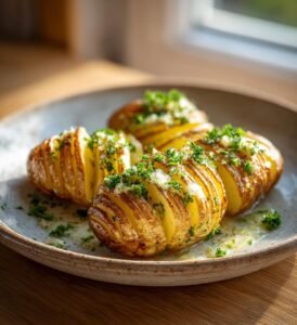 Hasselbackspotatis med vitlökssmör