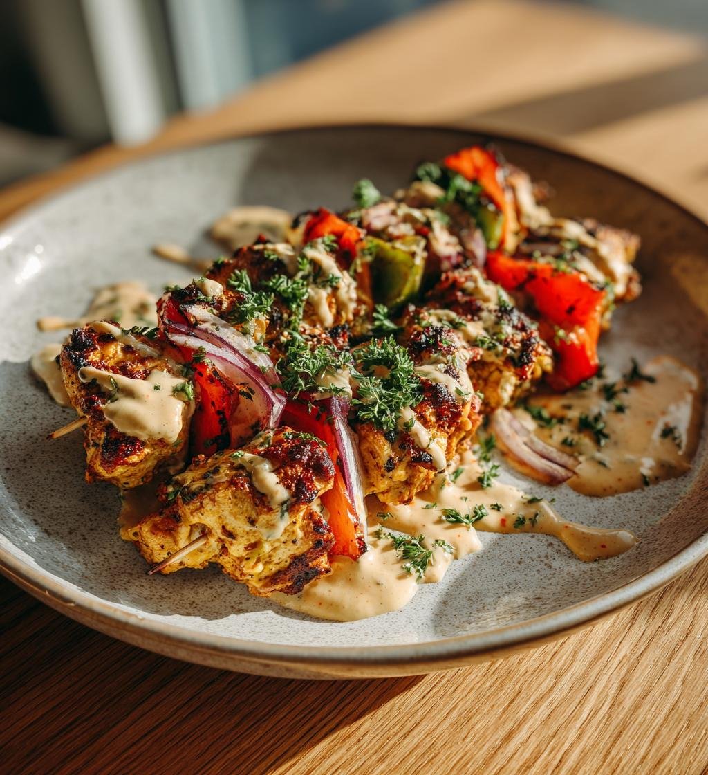 Ugnsbakad kycklingkebab med krämig vitlökssås - Enkel och god middag