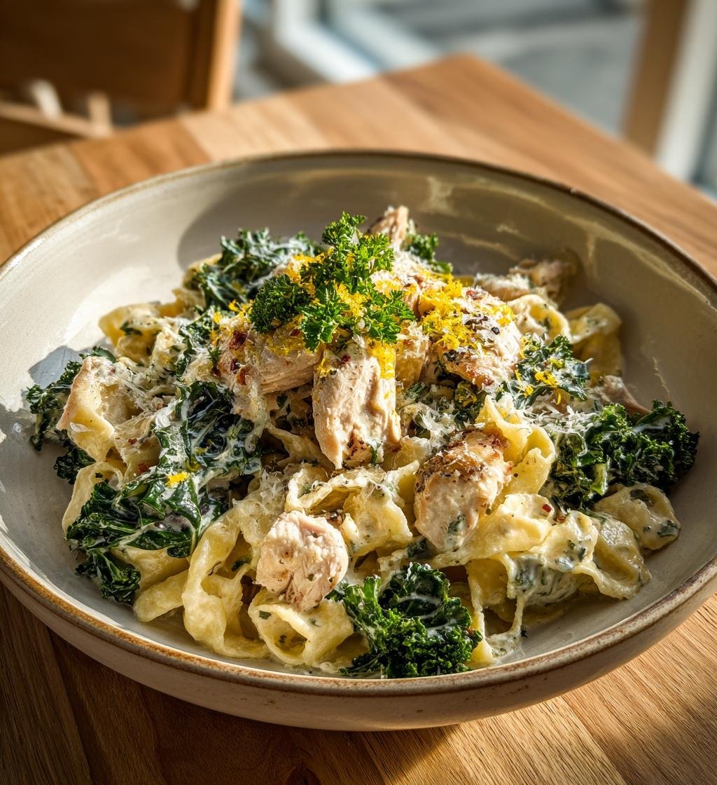 Kycklingpasta med grönkål och citronparmesan – Enkel och God middag