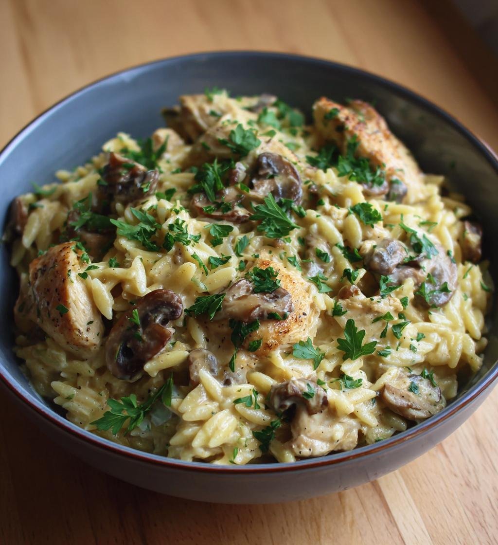 Krämig orzopasta med kyckling och champinjoner – Enkel och God