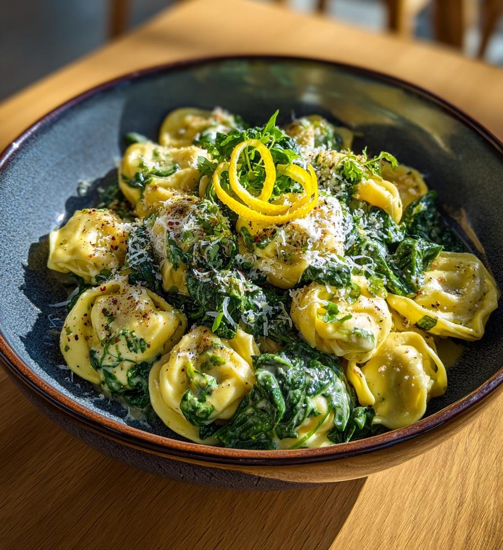 Tortellini med spenat och ricotta i citronsås - Enkel och God