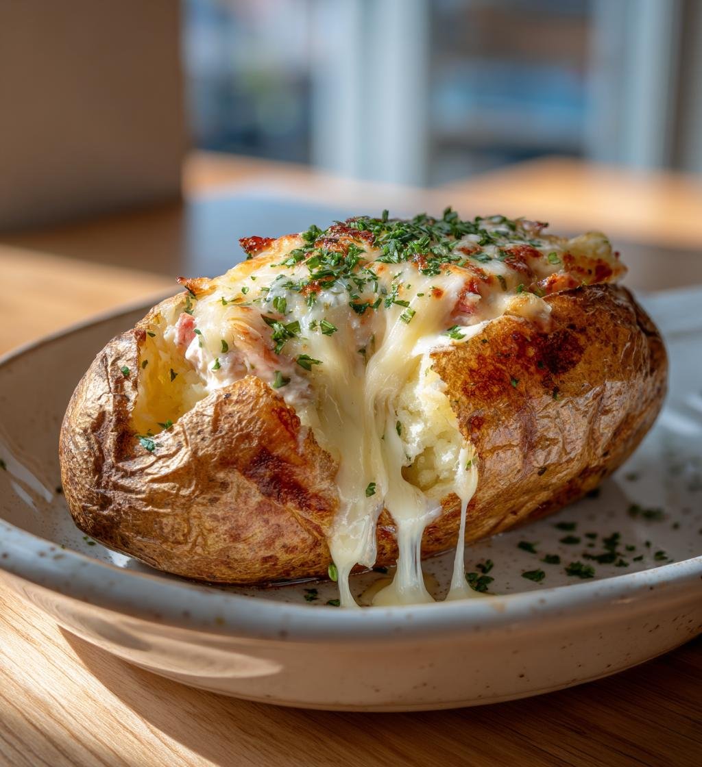 Bakad potatis fylld med tonfisk och smält ost - Enkel och God rätt