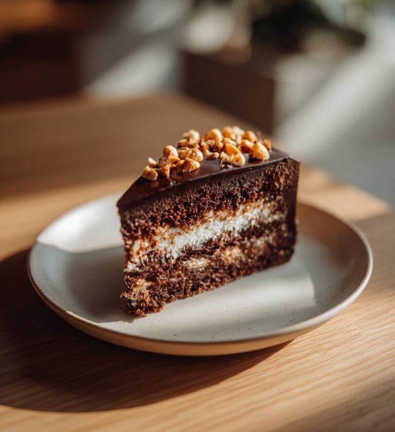 Choklad- och hasselnötstårta utan ugn