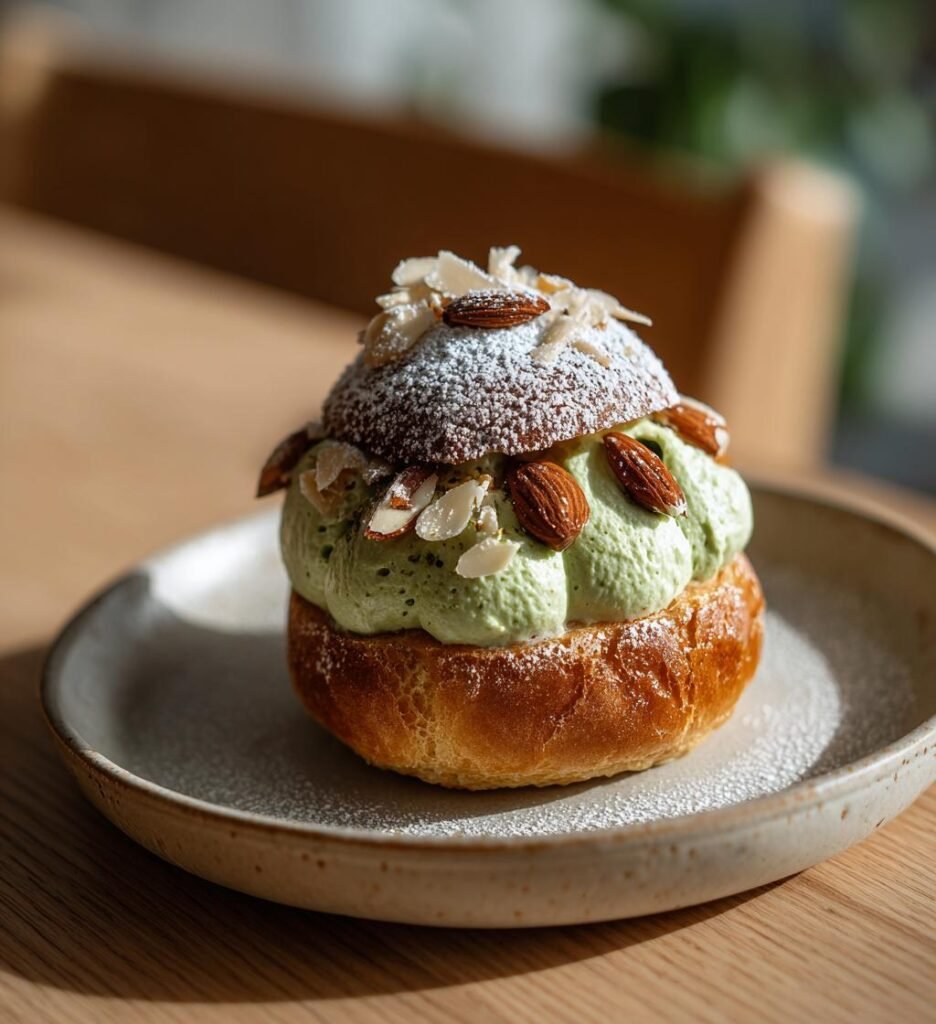 Pistagesemlor med pistagekräm och rostad mandel