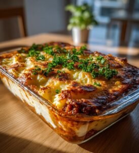 Bolognesepaj med fluffigt potatismoslock