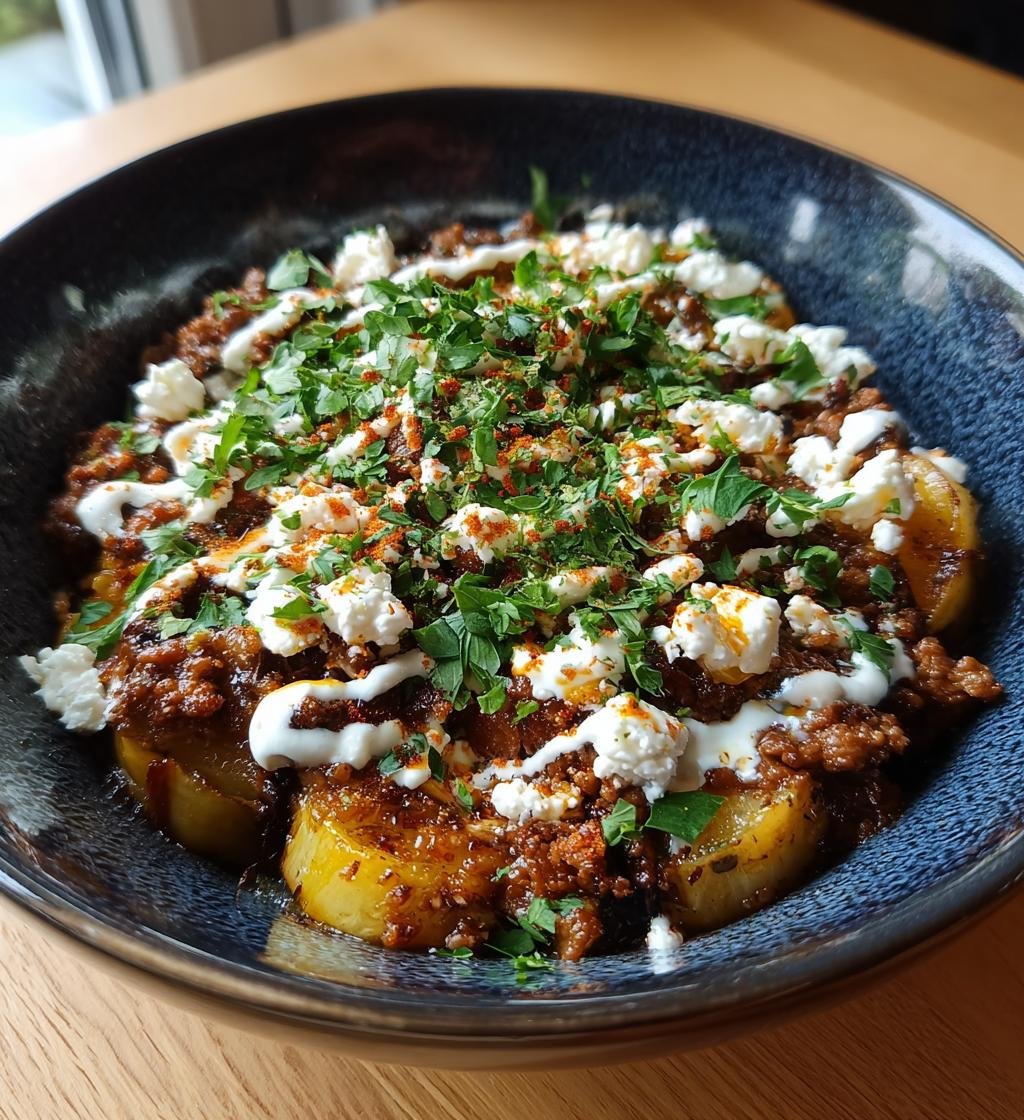 Köttfärsfylld aubergine med tahinisås och fetaost – Enkel och God