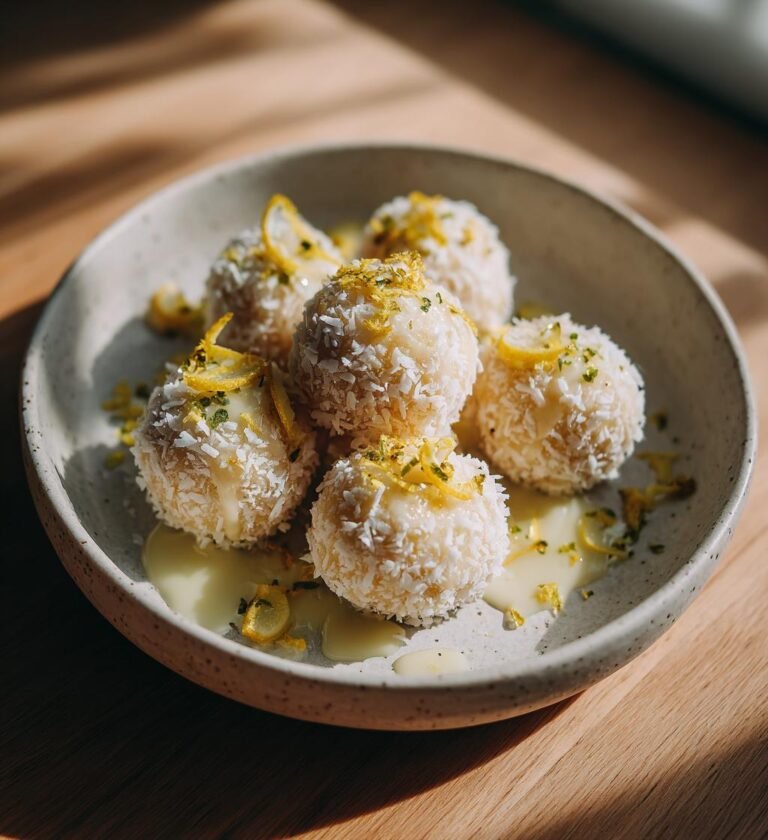 Kokosbollar med citron och vit choklad