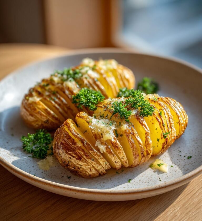 Hasselbackspotatis med vitlökssmör