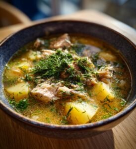 Len torsksoppa med purjolök, potatis och dill