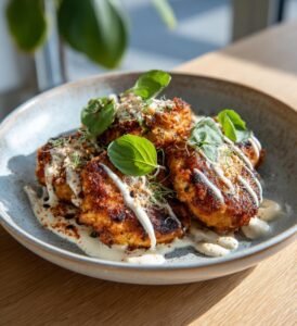 Kycklingbiffar med parmesan och len basilikasås