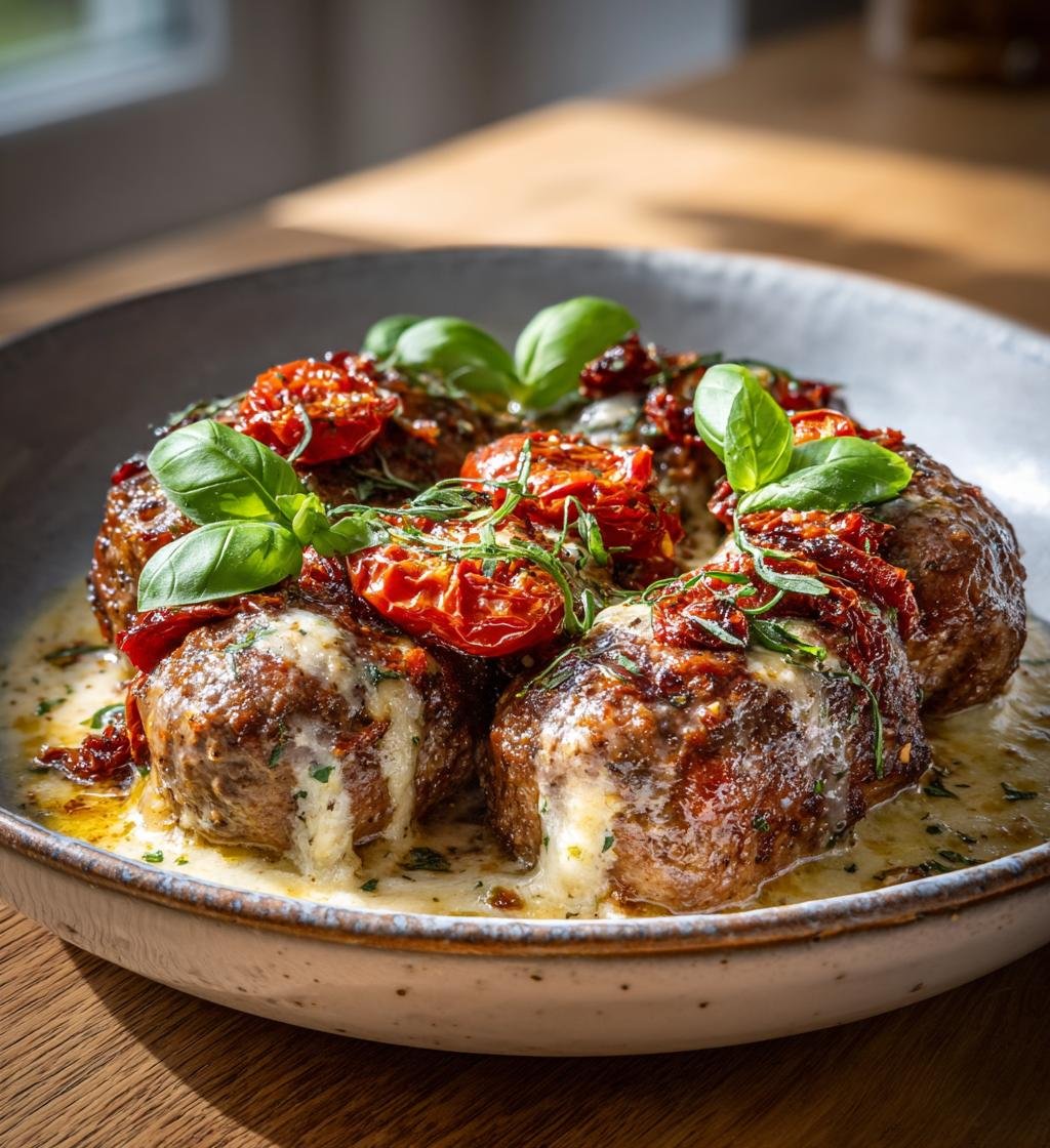 Köttfärsrullader fyllda med mozzarella och soltorkade tomater – Enkel och God