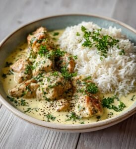 Parmesankyckling i örtsås med fluffigt ris