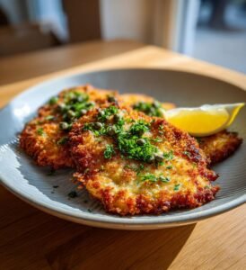 Frasig schnitzel med citron och kaprissmör