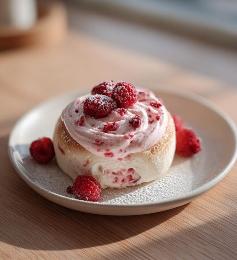 Hallonsemlor med syrlig hallongrädde