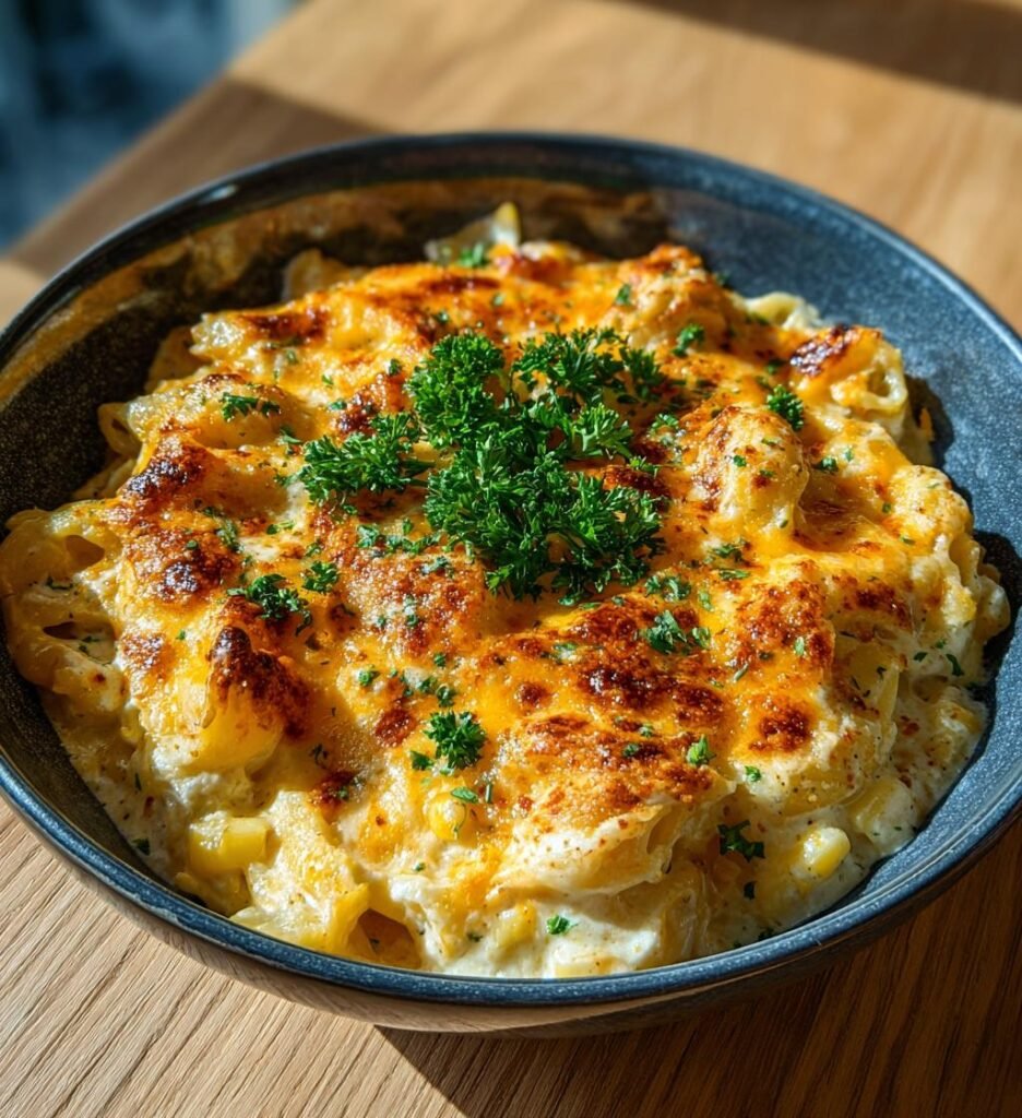 Tonfiskpastagratäng med majs och cheddar