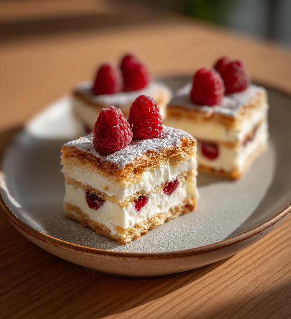 Vaniljkrämsrutor med smördeg och hallon – Enkel och God Dessert