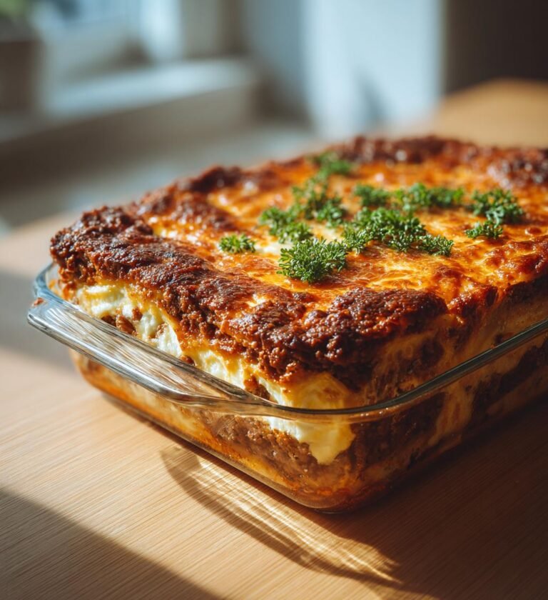 Lasagnepaj med köttfärs och frasigt ostskal