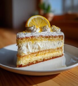 Citronkaka med vallmo och mascarponekräm