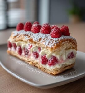 Pistagebakelser med hallon och mascarponekräm