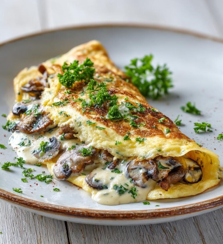 Omelettrulle med svamp och ost