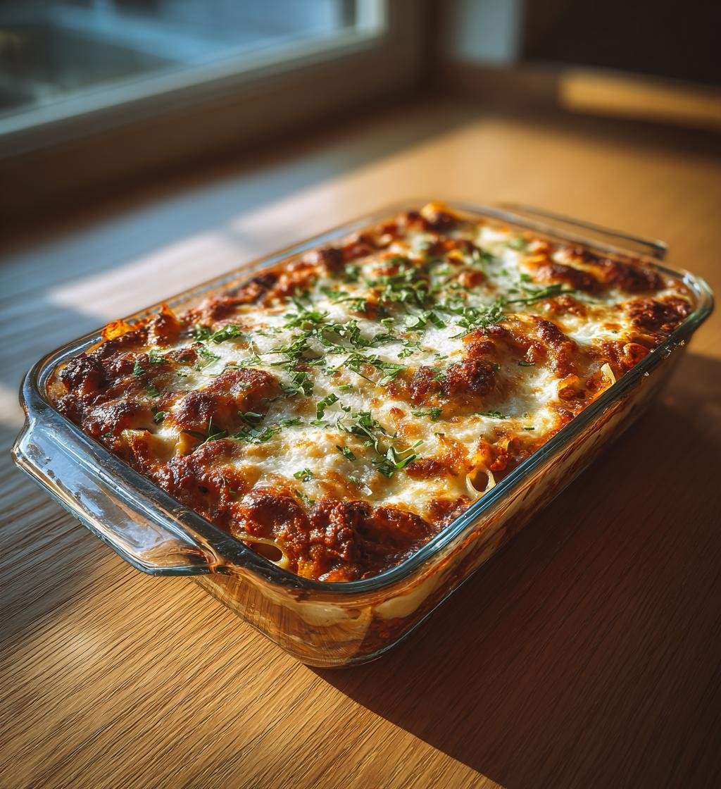 Linsbolognesegratäng med pasta och mozzarella - Enkel och God