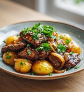 Sjömansbiff med lök och potatis