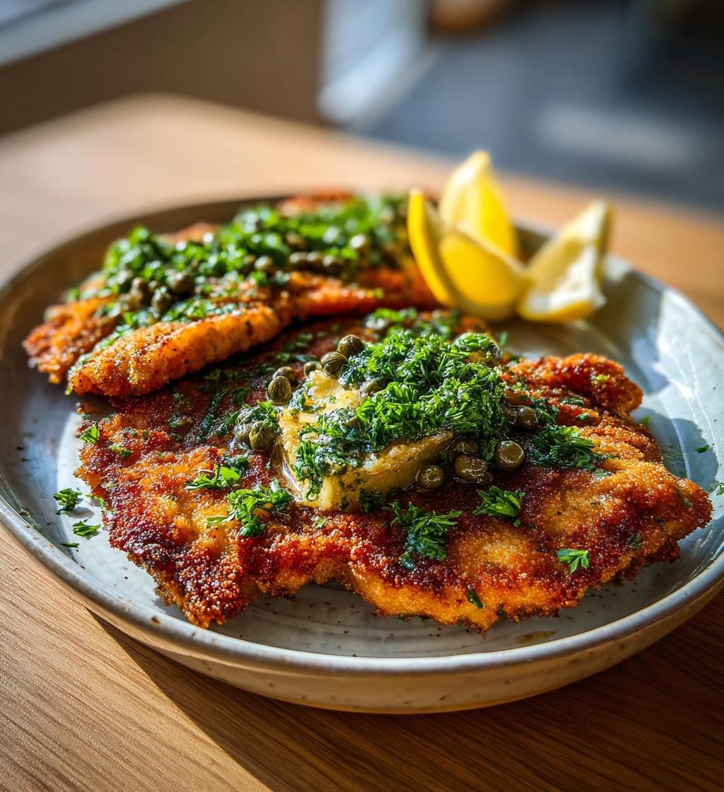 Frasig schnitzel med citron och kaprissmör - Enkel och God