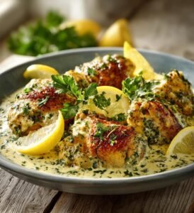 Citronkyckling med vitlök, örter och krämig sky